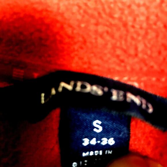 Lands End Therma Check Mens 1/4 Zip Long Sleeve Rust Fleece Pullover Small 34-36 - Picture 2 of 5